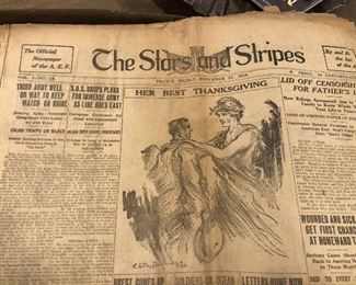 Stars and Stripes newspaper dated Nov. 22, 1918 - founded by Gen John Pershing for the American Expeditionary Forces in France during WWI. Orig? 1920 copy?