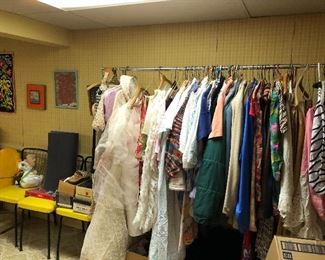 Vintage 1950s wedding dress, a bit of vintage clothing and antique lace and linens