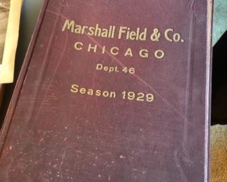 1929 HUGE Marshall Field & Co. Chicago scrapbook- filled with newspaper clippings about military & aviation - measures 24”h x 16”w