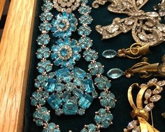 stunning Bogoff blue 3 pc rhinestone set