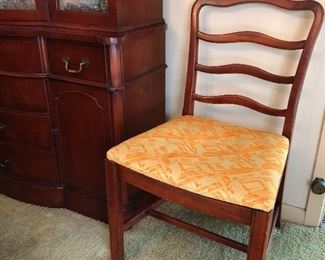 vintage 1960s Morganton Mahogany chairs (6) with original fabric