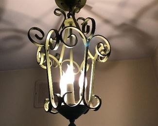 vintage ceiling light green metal