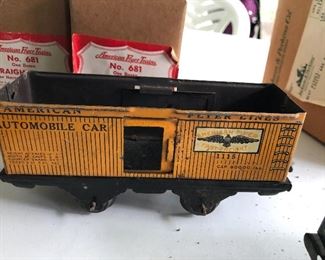 vintage American Flyer train cars & tracks