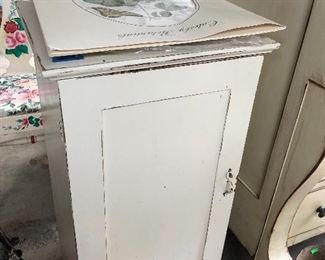 vintage music cabinet, chippy & repainted