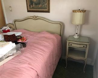 vintage Drexel Touraine French Provincial full bed frame & bedside table