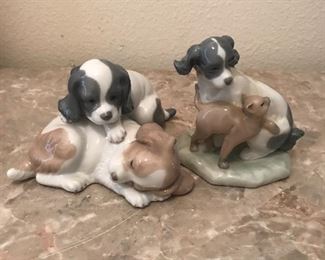 NAO Lladro 2 each puppies & puppy with cat
Both
