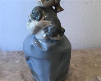 Lladro NAO Girl holding dog