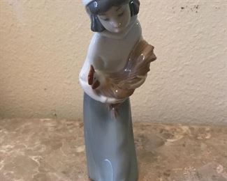 girl holding rooster Lladro