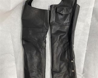 Black Leather Motorcycle Chaps