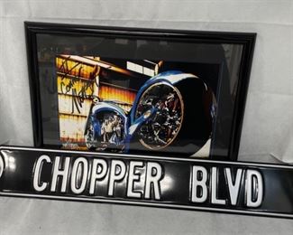 Chopper Boulevard Sign and Signed Matt Hotch Print