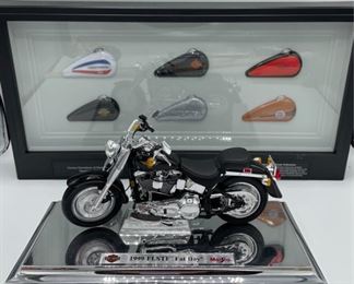 Harley 1999 Fat Boy Model and Harley Davidson tank collection