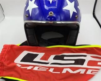 LS2 American Flag Biker Helmet and Bag