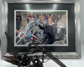 Peter Fonda Framed Photo and Motorcycle Model