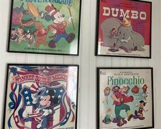 4 Vintage Disney Framed Record Albums