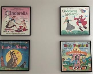 4 Walt Disney Vintage Records in Frames