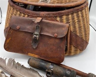 Antique Fly Fishing Basket Bag