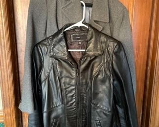 Avanti Black Leather Jacket and Calvin Klein Coat
