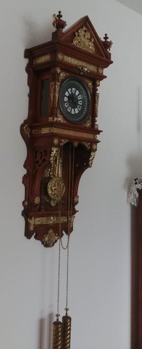 VERY LARGE WALL CLOCKS, WILL ADD MORE INFORMATION AS THE FAMLY FINDS PAPERWORK THERE ARE 2 OF THESE