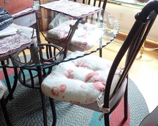 GLASS TOP METAL TABLE AND CHAIRS