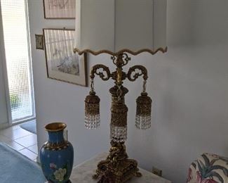 Vintage Ornate Lamps WMC LOVESky Prism Waterfalls ea $150.00 .  , Vintage Cloisonne Vase $ 65.00 
