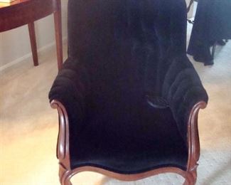 Victorian walnut finger carved gent's chair.