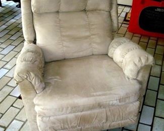 White upholstered recliner/rocker