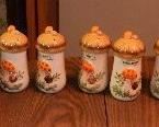 Vintage spice set with mushrooms