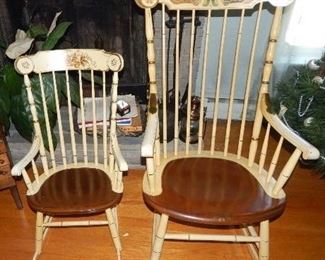 rare child's Hitchcock chair & matching adult Hitchcock chair