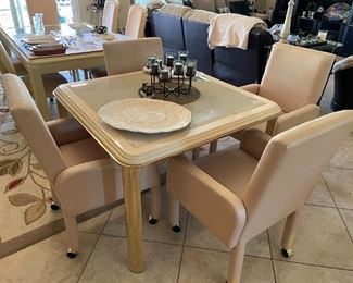 Mirror Top gaming table with 4 chairs on casters