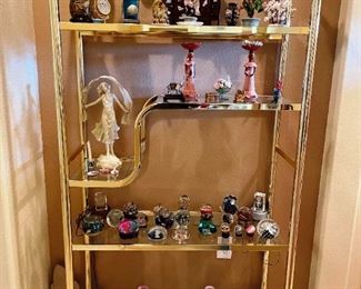 Vintage Hollywood Regency Brass and Glass Etagere