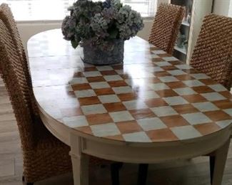 hand painted dining room table $250 3 leafs