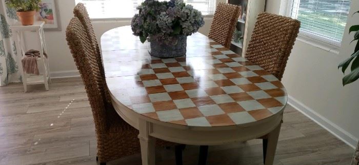 hand painted dining room table $250 3 leafs