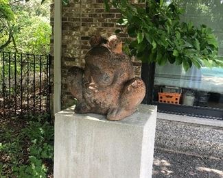 Terre Cotta Frog on Pedestal 