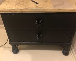 Two Drawer Nightstand, stone top 