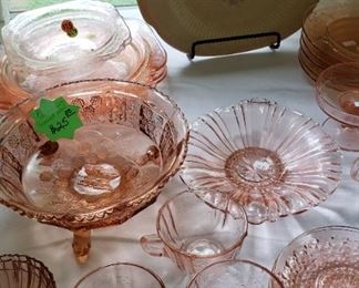 Pink depression glass