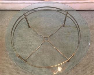 Italian glass top brass coffee table
