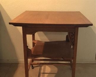 Antique oak table lamp