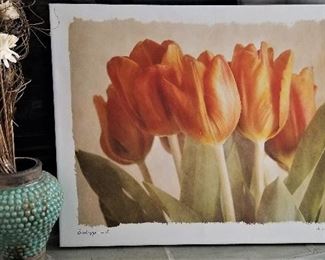 Deep orange tulip art.