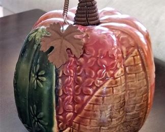 Ceramic pumpkins for all year round display.