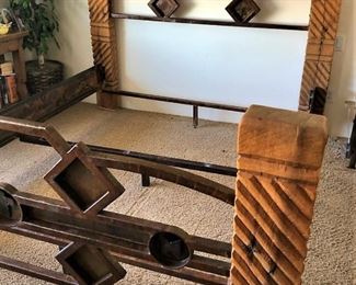 King wood and metal bed. This bed is offsite. Please call or email if you would like to view and purchase this gorgeous bed.