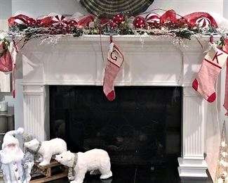 Lighted Fireplace swag and stockings