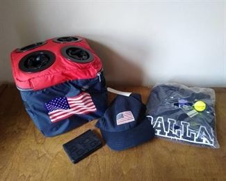 New NFL Dallas cowboys Large shirt, American flag hat, drink holder cooler & woman wallet