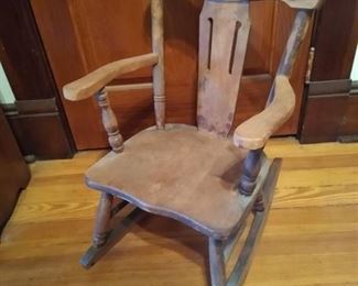 Vintage Childs wood rocking chair