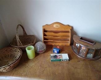 Mail divider, stamp holder, candy jar, baskets, & home decor