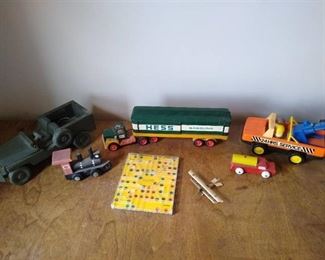 Wooden vintage toys, Hess fuel oils semi & trailer