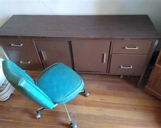 Metal credenza w/ rolling office chair