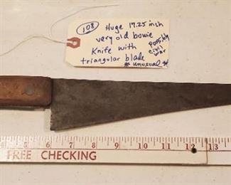 Huge unusual old knife made from sawblade?  maybe confederate? 
