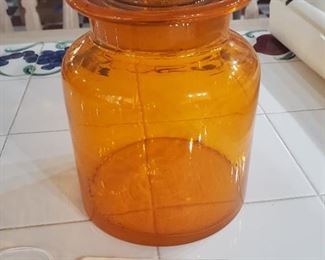 Antique apothecary fiery orange jar rare color