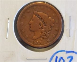 1838 large US cent penny
