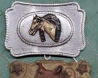 old western saddle horse belt buckles 1940s 50s?